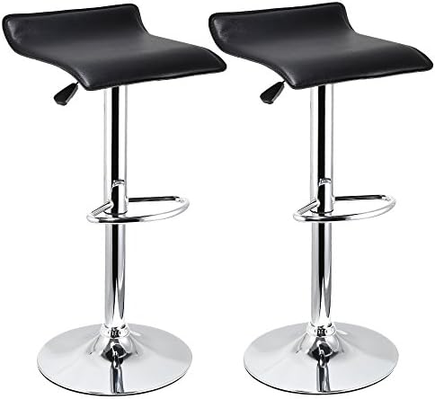 2 x Adjustable Height Swivel Bar Stools (black)