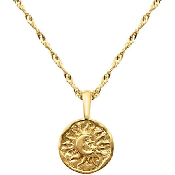 Sofia Milani Collana Donna Argento 925 Con Ciondolo Luna E Cerchio - Placcata Oro, Zirconi, Lunghezza Regolabile 43-46 Cm