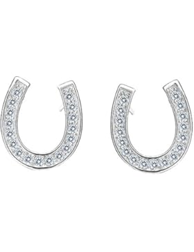 Ever Faith 925 Sterling Silver Pave CZ Graduierung Geschenk Lucky Hufeisen Stud Ohrring N06055-1