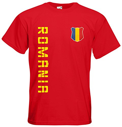 Rumänien România EM 2016 T-Shirt Trikot Name Nummer (Rot, XL)