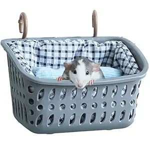 JWShang Rat Bed, Rat Hammock Hanging Basket Warm Bed, Rat Cage Accessories and Habitats, Small Animals Removable Nest Mat for Hamster, Sugar Glider, Rat (Small, Grey)