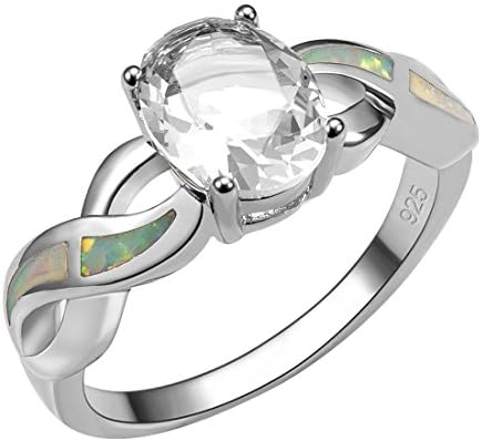 Weinuo White Sapphire White Fire Opal Silver Gold Filled Ring Size M To T1/2