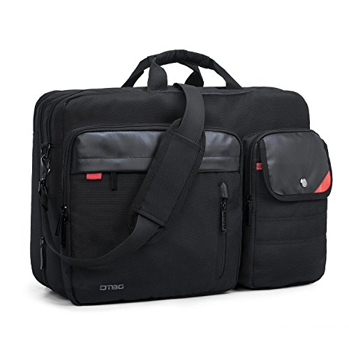 Preisvergleich Produktbild DTBG Nylon mehrzweck Businesstasche mehrfachfach Reise Rucksack geräumig Laptop Tasche Messenger Bag Aktentasche Schultertasche Wanderntasche Daypack für 17,3 Zoll Laptop, Schwarz