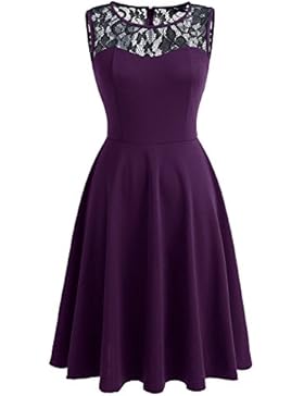 Dressystar Spitze Kleid Damen Vintage Kleid Brautjungfernkleid 50er Rockabilly Rundhals