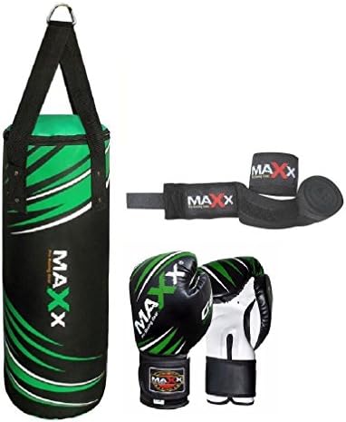 Maxx Junior punch bag set with 6oz gloves, hook or bracket, kids boxing , mma training (Bag Set - Swivel)