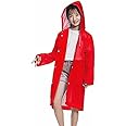 JMP Plain Raincoats for Kids, Reusable Rain Ponchos with Hood and Sleeves Rain Coats for Boys and Girls (Universal, Red) (Multisize)