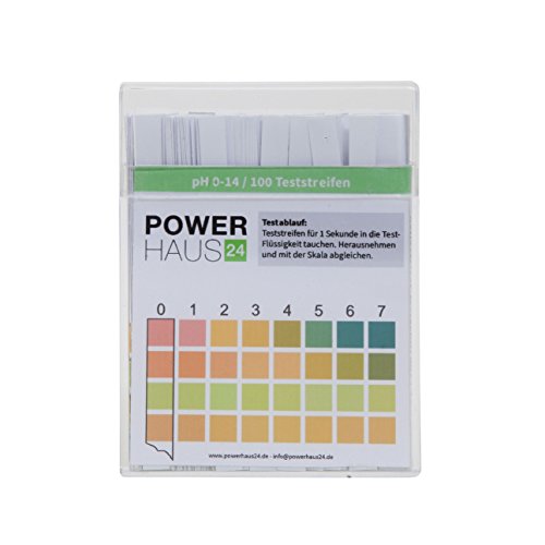 POWERHAUS24 Power haus24 acqua PH Test strisce, Campo di misurazione di PH da 0 a 14, 100 pezzi