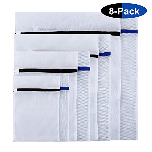 8er Wäschenetz Set Wäschesäcke für Waschmaschine mit Reißverschluss Blau/Schwarz MEHRWEG