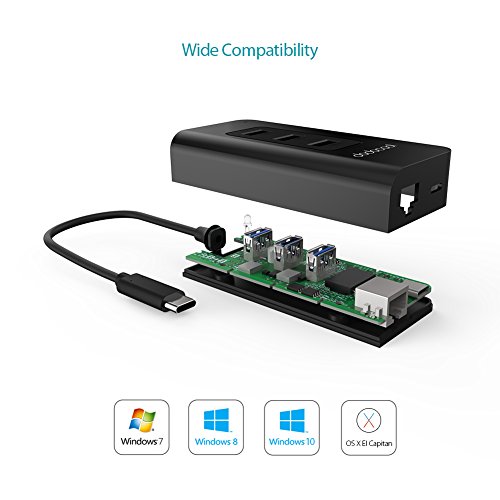 [Ultra dünn und leicht]dodocool USB C Transfer USB A 3.0 Hub RJ45 10/100/1000 Mbit USB C Power Delivery PD 2.0 für Apple neue MacBook/MacBook Pro - 2