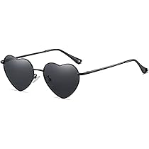 RUNHUIS Gepolariseerde hartvormige zonnebril dames heren hippiebril vintage liefde zonnebril voor festival party goud metalen frame met UV400, roze/roze