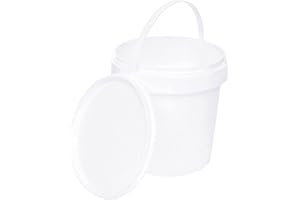 BenBow Secchio con coperchio 1l bianco 10x 1 litri sicuro per gli alimenti, stabile, ermetico, a prova di perdite, inodore - contenitore di plastica, con manico - vuoto