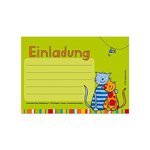 8 Einladungskarten * KATZE * mit Umschlägen von Lutz Mauder // für Kindergeburtstag und Motto-Party - 2