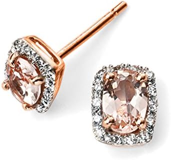 9ct Gold 9ct Rose Gold Diamond and Morganite Earrings