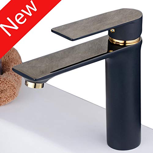 Rubinetto Miscelatore Monocomando, per Lavabo Bagno Bidet Lavandino, di Ottone Nero opaco