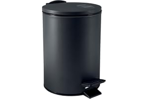 Spirella - Poubelle à Pédale Adelar - Acier Mat - Mécanisme Slow Close Silencieux - Revêtement Anti-Traces - Design Moderne et Élégant - Noir Mat - 3L