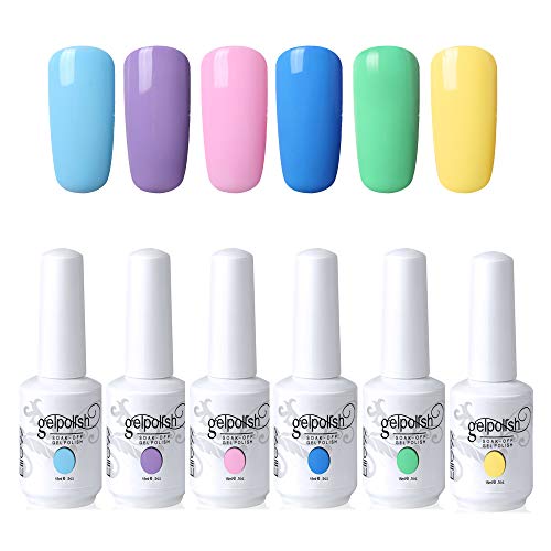 Vernis Semi permanent Elite99 Lot de Vernis à Ongles 3 * 3 Couleurs de sauter 6pcs Vernis Nail Gel UV LED Soakoff Kit Manucure Pour Ongle et Pédicure, 15ml KIT07