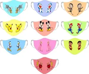 Vyzmi Trendz Digital Printed Cartoon Design 100% Pure Cotton 3 Layer Kids Mask for 3 to 4 Year (Pack Of 1)