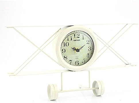 SC Gifts FANTASTIC WHITE METAL VINTAGE RETRO AEROPLANE MANTLE CLOCK NEW & BOXED