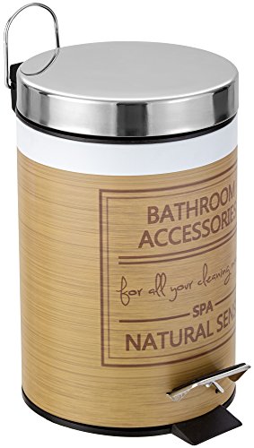 Sanwood 1009912 Treteimer Loreen Bad-Abfalleimer 3 L, Metall, terracotta mit motiv, 17.2 x 23.1 x 26.9 cm