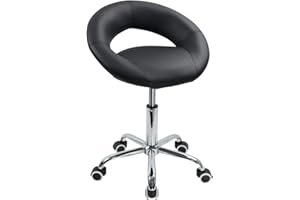 KKTONER Bürohocker Rollhocker mit niedriger Rückenlehne Höhenverstellbarer moderner Sitz PU Leder schwarz