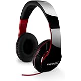 FANTEC SHP-250AJ-BK On Ear Stereo Kopfhörer (Headset ohraufliegend, geplosteter Bügel, atmungsaktive Ohrmuscheln mit 40 mm Lautsprecher, Kabelführung einseitig, 3,5 mm Klinkenstecker) schwarz/rot