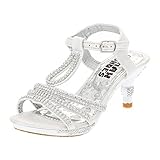  Max Shoes Festliche Mädchen Pumps Sandalen Absatz Glitzer Mädchenschuhe in vielen Farben M318ws Weiß Gr.33