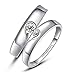 Produktbild YOLANDE Schmuck 1 Paar 925 Sterling Silber Love Herz Partnerringe Freundschaftsringe Eheringe Trauringe Verlobung Ringe Band,mit Geschenk Tüte