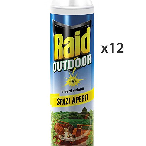 Preisvergleich Produktbild Set 12 RAID Mosche-Zanzare Outdoor Spray 400 Ml. Insekten Artikel
