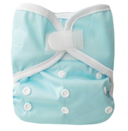 Kawaii Baby One Size Velcro Cloth Diaper Cover for Prefolds Light Blue