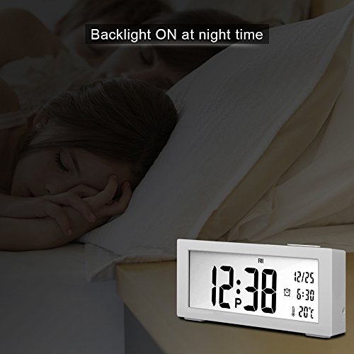 Goldfox® Premium Klavierlack LCD Digital Wecker Uhr mit Datum Temperatur Kalender Snooze Nachtlicht Anzeige - 5