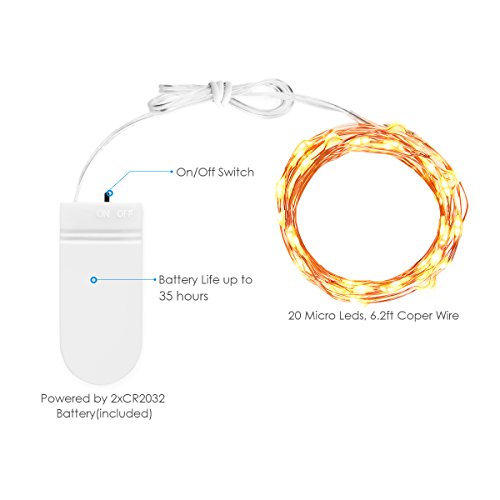 Amir 2.2M 20LEDs Lichterkette, 6er St¨¹ck Lichterkette Stern Kupferdraht Mikro Batteriebetrieben Innenbeleuchtung Deko f¨¹r Weihnachten, Hochzeit, Haus ¨C Warmwei? - 2