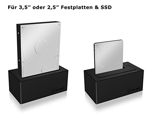 ICY BOX IB-117-U31 1-fach Dockingstation für 2,5″ (6,35 cm) & 3,5″ (8,9 cm) SATA HDD/SSD mit USB 3.1 Anschluss (Gen 2 & Type-C), SATA III, Schwarz - 2