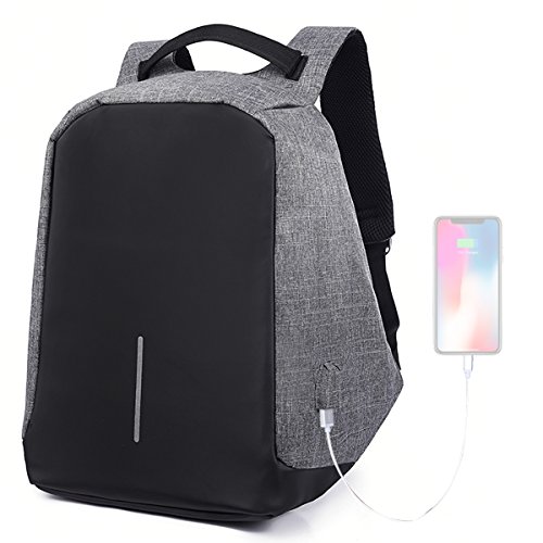 Preisvergleich Produktbild uniquebella Business Rucksack Diebstahlschutz Wasserdicht Laptop Rucksack mit abnehmbarer USB Ladekabel verstecktem Safe Reißverschluss für Frauen & Herren Passform unter 43,2 cm Laptop College Tasche, Schwarz 1 (Grau)
