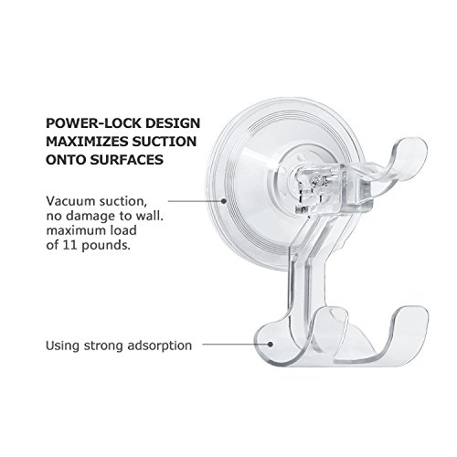 GlobaLink® durchsichtige stark sorgkräfte saugnapf dopplten Haken[Aufhänger mit starker Saugkraft, hohe Tragfähigkeit] leichter, großer Wandhaken für Ihr Badzimmer,Küche usw. [ 4 Stücke ] - 3