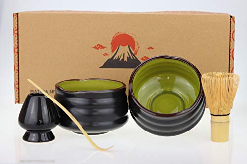 Urban Lifestyle Matcha Set Uji Lot de 2 Bols + 1 Balai + 1 Porte-Balai, 1 cuillère, 1 Mode d'emploi (français Non Garanti). Vert