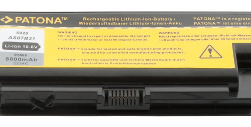 PATONA Laptop Akku für Acer Aspire 5310 | 5520 | 5710 | 5720 | 5920 | 6920 | 6920G | 7520 | 7720G | 8920 | 8920G | 8930 | 8930G und weitere… – [ Li-ion; 8800mAh; schwarz ] - 5