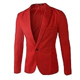americana roja mujer el corte ingles  ESAILQ Bekleidung - Chaqueta de Traje - Básico - Cuello Redondo - Manga Larga - para Hombre Rojo Large