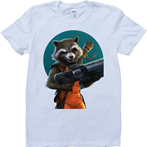 Guardiani Della Galassia Razzo Procione Bambino Groot Bianca A su ordine T-Shirt - Large