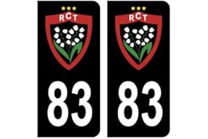 HADEXIA Autocollants Stickers Plaque immatriculation 83 Club RCT Rugby Club Toulonnais Noir