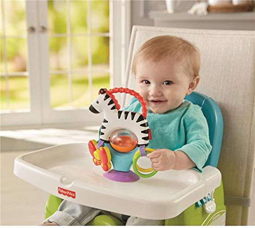 Fisher-Price Mon zèbre d'activités jouet d'éveil bébé sur ventouse, anneaux, papillon suspendu, textures et sons de hochets, dès 3 mois, FGJ11 – Image 5