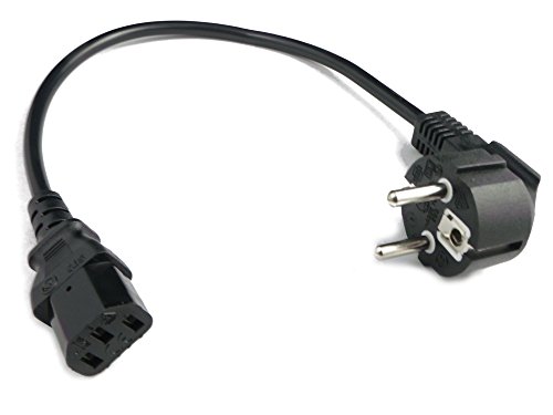 40 cm kurzes Stromkabel/Netzkabel für Kaltgeräte. 90° - Kaltgerätebuchse gerade
