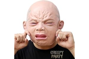 CreepyParty Máscara de Cabeza Humana de Fiesta de Halloween de Novedad Niño llorado