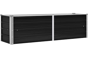 vidaXL Letto Rialzato da Giardino Profondo Bordi Piegati Letto di Coltura Vaso Portafiori da Esterno Antracite 160x40x45 cm in Acciaio Zincato