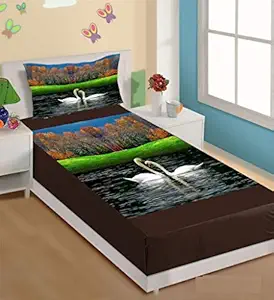 THE HOME STYLE 3D Duck in Water Digital Print Velvet Single Bedsheet with Pillow Cover