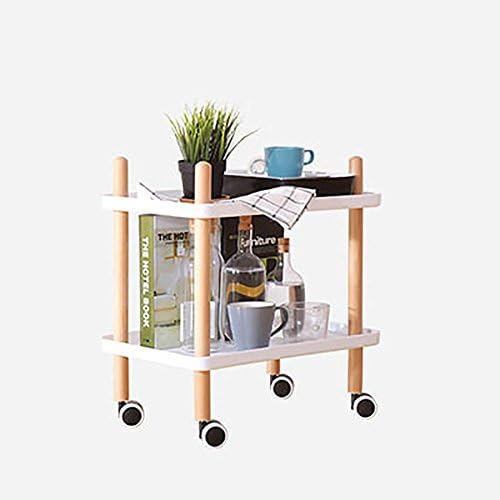 KSUNGB Convenience table Can move Small coffee table Move the table With a wheel table Telephone desk Wooden table, white