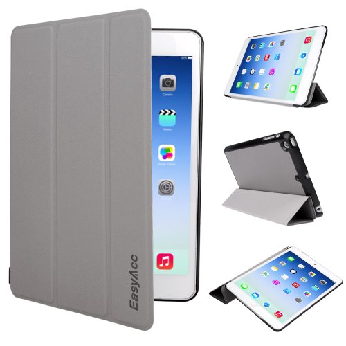 EasyAcc Ultra Slim Apple ipad mini 3 / iPad mini Retina Display / iPad mini Hülle Ledertasche Flip Case Smart Cover mit Wake up und Standfunktion für iPad mini und iPad mini 2 / ipad mini 3 (2014) - Grau, Kunstleder