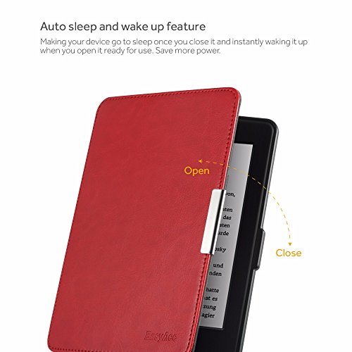 Kindle Paperwhite Hülle, EasyAcc Smartshell Case Kompatibel für Alle Kindle Paperwhite Die dünnste und Leichteste Schutzhülle (für Alle Vorgängermodelle von 2012, 2013, 2014 und Den Neuen Kindle Paperwhite 2015 Mit Sleep / Wake up Funktion – Rote - 5