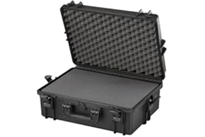 TomCase wasserdichter Outdoor Case 56x43x22 cm mit Rasterschaumstoff/Würfelschaumstoff; IP67 Transportkoffer (Schwarz)
