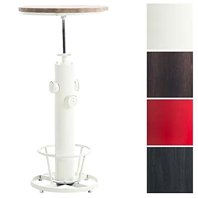 CLP Table Mange-debout RUHR Ronde I Table Design Style Industriel Réglable en Hauteur 100-123 cm I Repose-pied ITable de Bar ou Bistro avec Plateau en Bois Ø 60 cm I Couleur: blanc antique