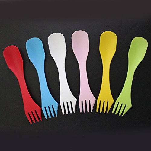 LUFA 6Pcs Multifunktionale 3 in 1 Gabel Löffel Spork Farben Besteck Sätze 17*3.5cm - 2